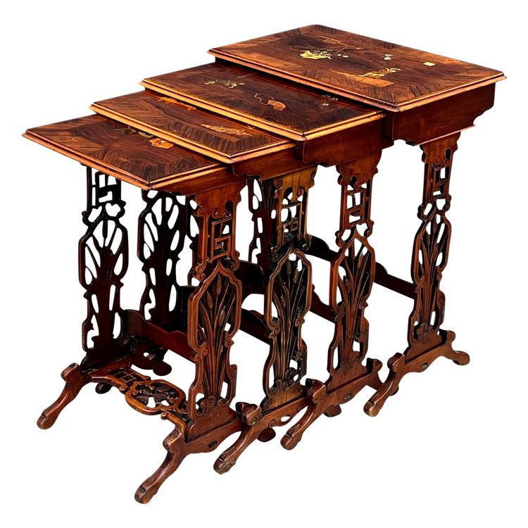 SERIES OF 4 JAPANESE-STYLE NESTING TABLES ATTRIBUTED TO "DAI-NIPPON 1889" IN PARIS