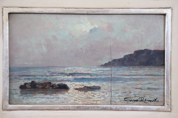 Italienischer Künstler, Landschaft, Ölgemälde an Bord, 1933