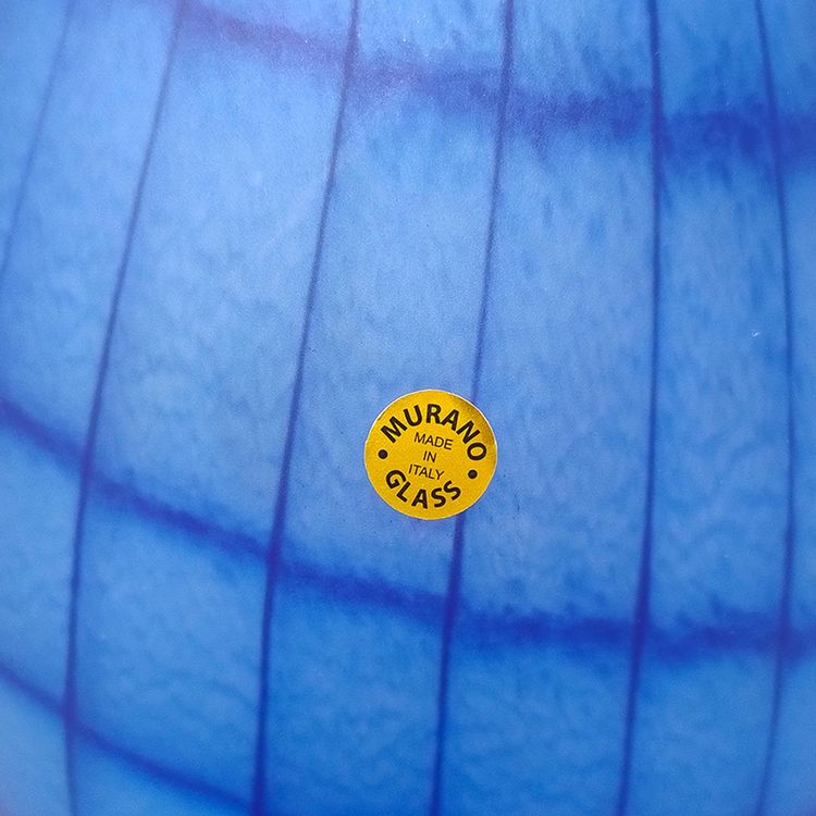 1970s Luxury Blue Handrafted Vase in Murano Glass by Artelinea. Made in Italy