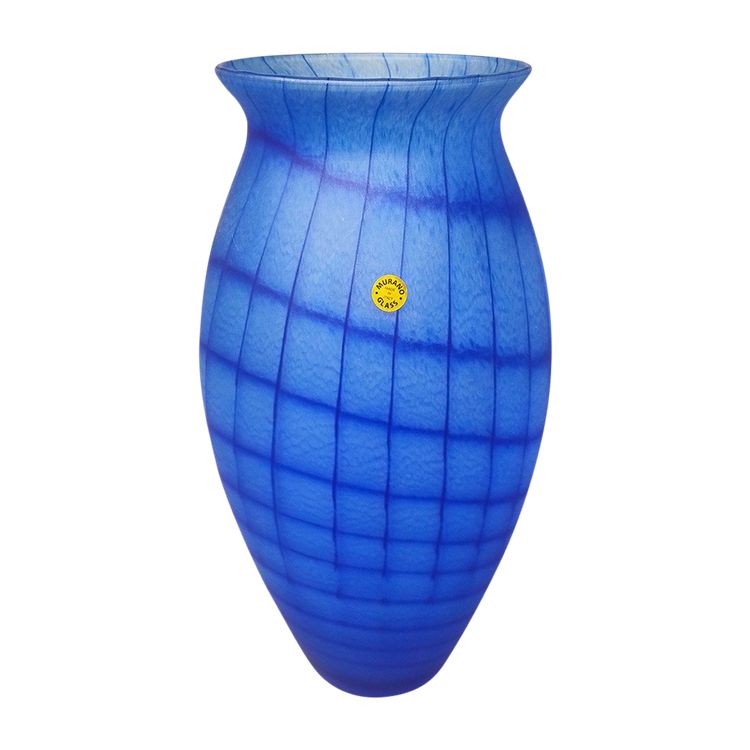 1970s Luxury Blue Handrafted Vase in Murano Glass by Artelinea. Made in Italy
