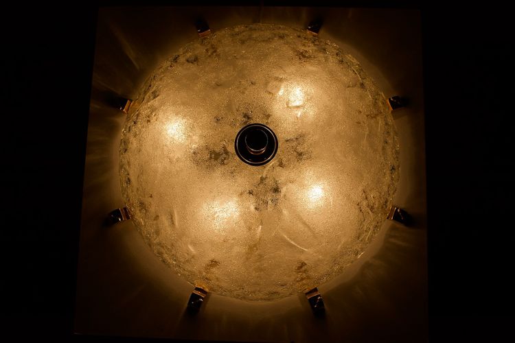 Murano and Gilded Brass Ceiling Light