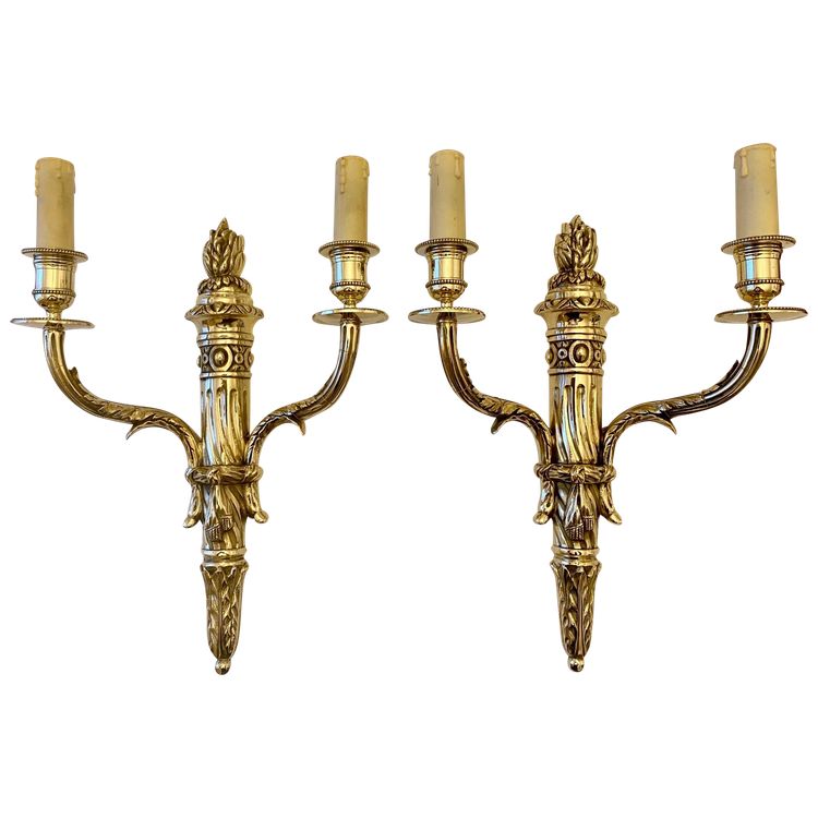 Paire d'appliques en bronze doré