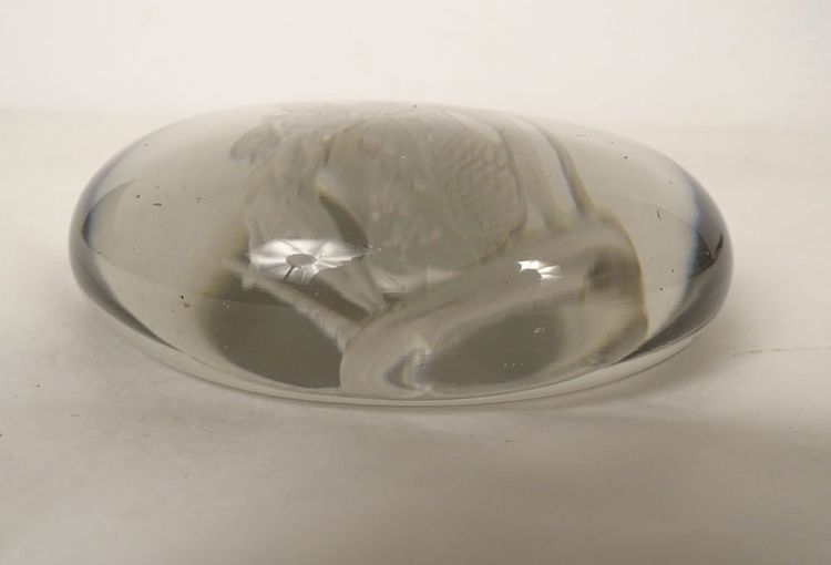 Engraved Crystal Paperweight Coat of Arms Welczeck Family Crest Silesia 19th Century