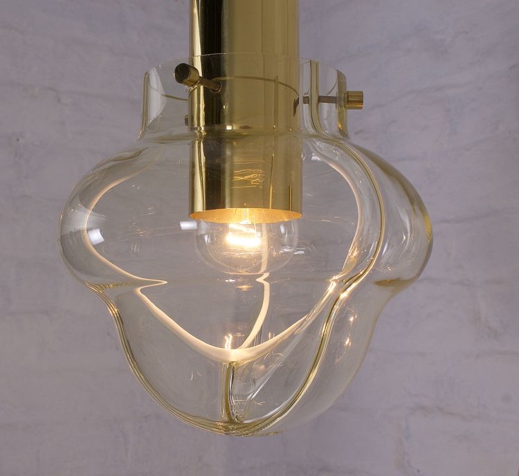 Venini amber three-globe pendant light