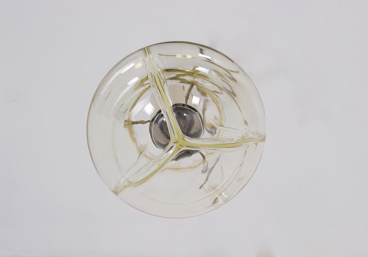 Venini amber three-globe pendant light