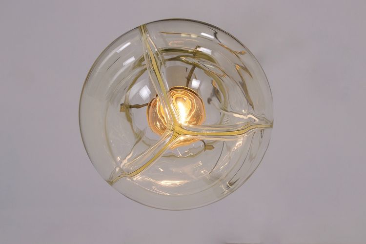 Venini amber three-globe pendant light