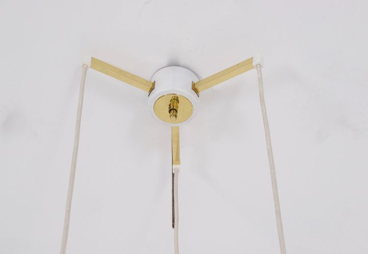 Venini amber three-globe pendant light