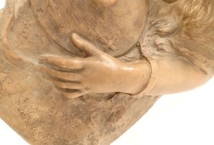 Grande scultura in terracotta Marcel Bouraine Donna nuda addormentata 90,5 cm XX secolo
