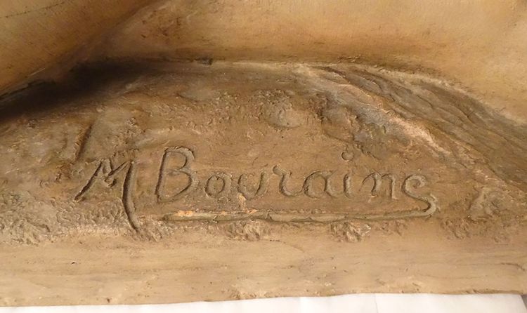 Grande scultura in terracotta Marcel Bouraine Donna nuda addormentata 90,5 cm XX secolo