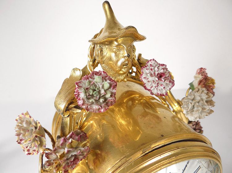 Louis XV Buffalo Clock Gilt Bronze Lacquered Wood Chinese Candelabra 18th Century