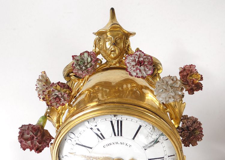 Louis XV Buffalo Clock Gilt Bronze Lacquered Wood Chinese Candelabra 18th Century