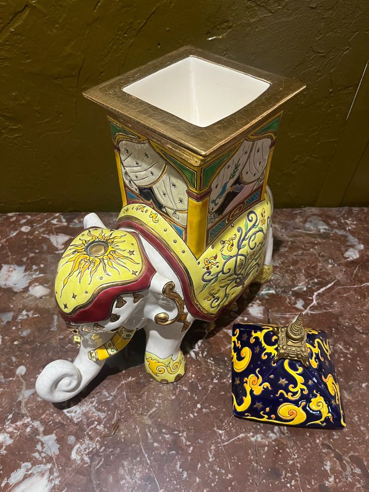Box / elephant - Longwy - Jean Boggio - France - 20th century