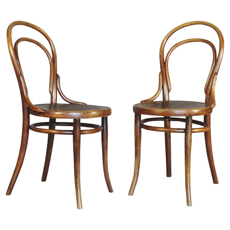 Deux chaises N°14 Thonet assise bois, état original, 1890