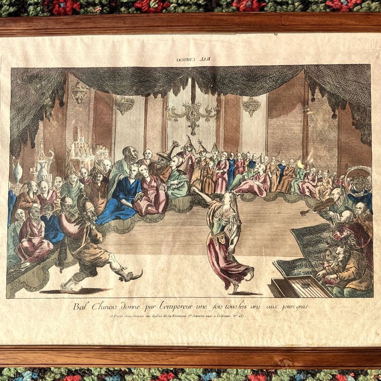 Rare vue d'optique, le bal chinois, XVIIIème siècle