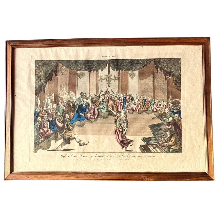 Rare vue d'optique, le bal chinois, XVIIIème siècle