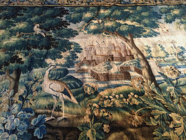 Large Aubusson Tapestry: Greenery at the castle, approximately 5 meters