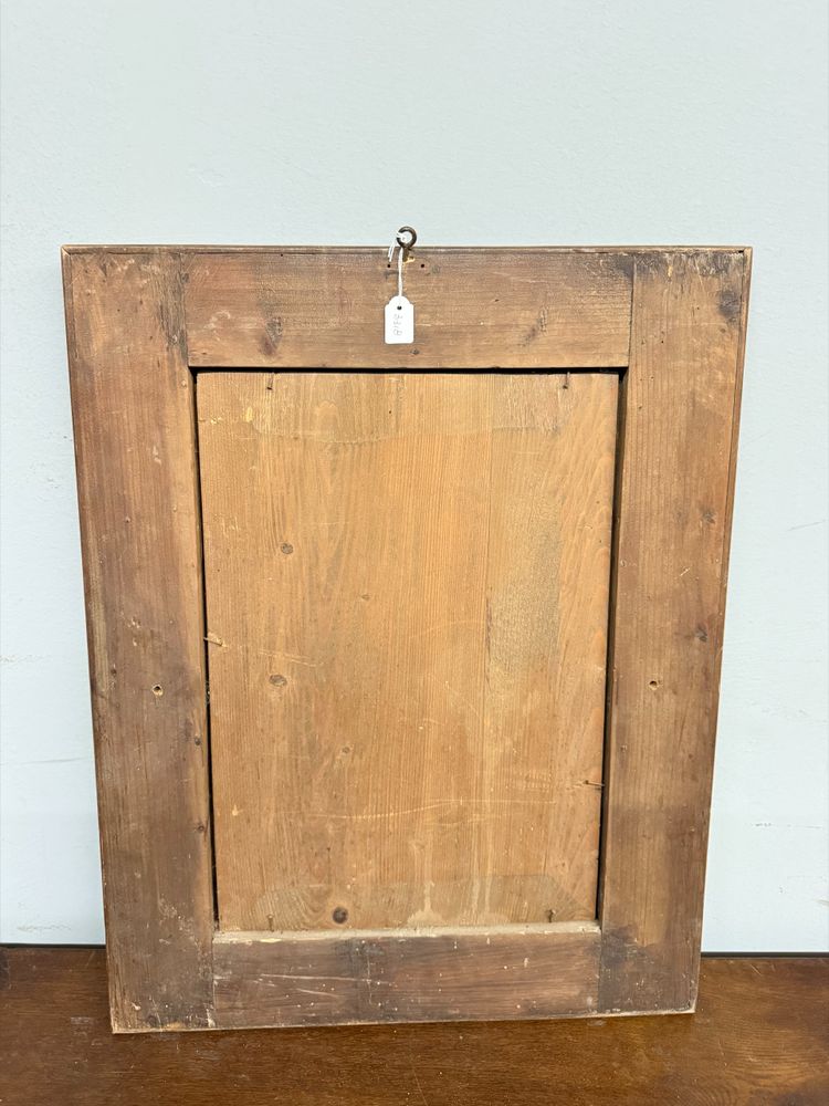 Acquerello firmato Ghuke in cornice noce intagliata arte moderna, 57x44 cm. Ottimo stato