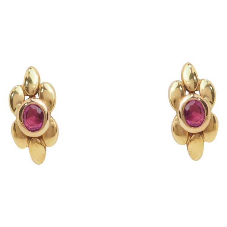 Orecchini a bottone in oro giallo e rubino da 0,40 ct
