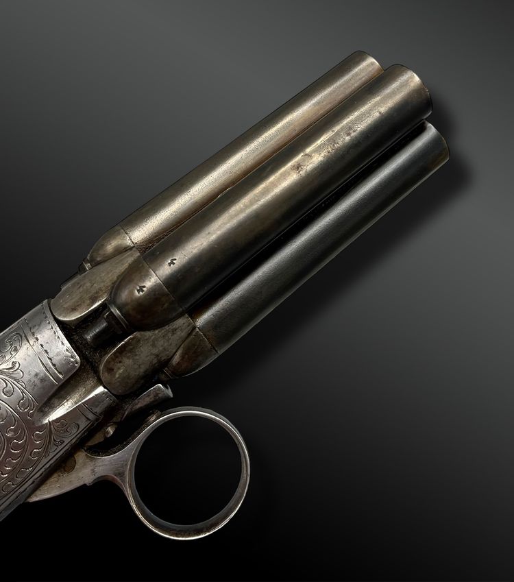 Revolver Pepperbox firmato MARIETTE - Liegi, Belgio - XIX secolo