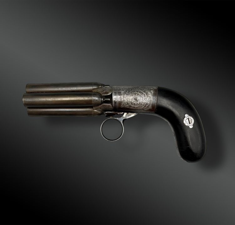 Revolver Pepperbox firmato MARIETTE - Liegi, Belgio - XIX secolo
