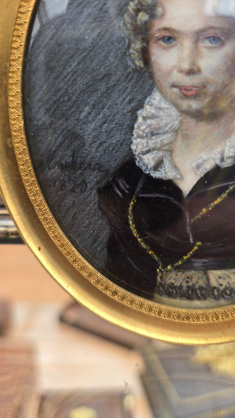 Machera Ferdinand, Miniature on Paper 1820, Madame Devilleneuve