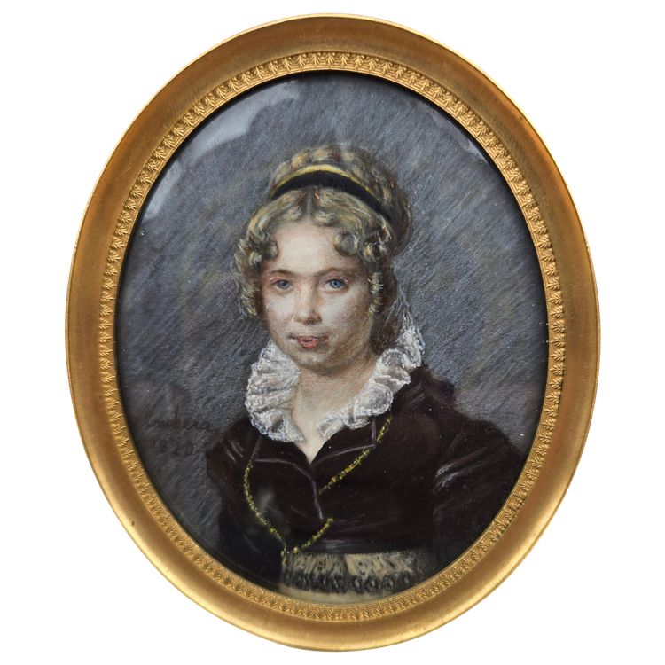 Machera Ferdinand, Miniature on Paper 1820, Madame Devilleneuve