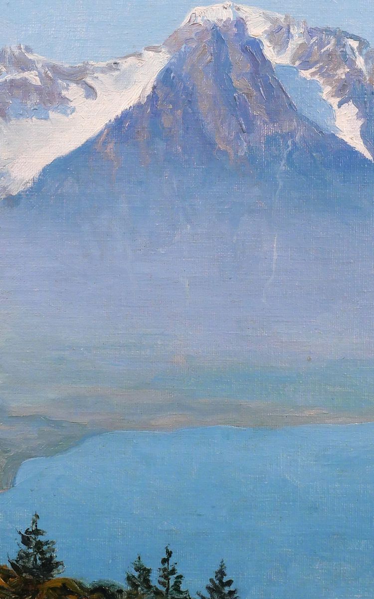 Jean MENNI 1880-1954 Schweiz, Landschaft des Engadins, St. Moritz, Graubünden, Bergmalerei