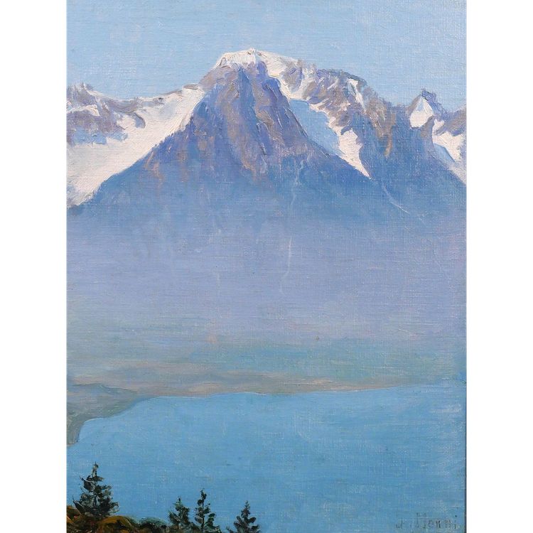 Jean MENNI 1880-1954 Schweiz, Landschaft des Engadins, St. Moritz, Graubünden, Bergmalerei