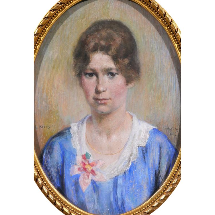 Willy SLUITER 1873-1949 Portrait of a woman "Kitty", 1919 painting pastel drawing Netherlands