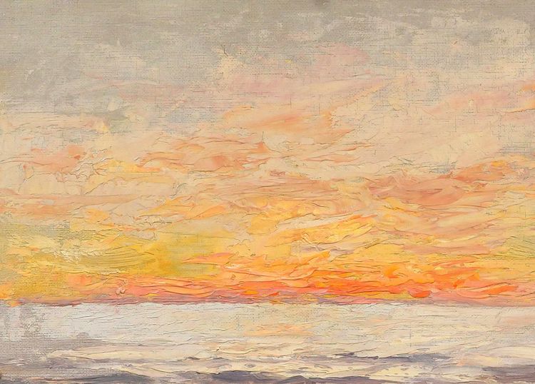 Joseph François 1851-1940 Studio del cielo, paesaggio, pittura, impressionismo, Belgio, marina