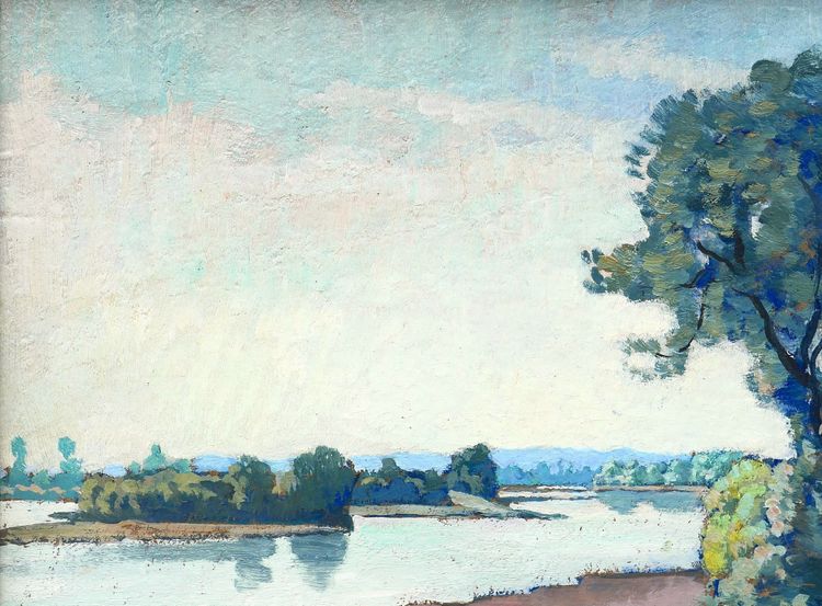 Maurice de Lambert 1873-1953 La Charité-sur-Loire, paesaggio, Nièvre, pittura, Loira