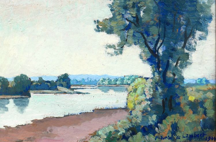 Maurice de Lambert 1873-1953 La Charité-sur-Loire, paesaggio, Nièvre, pittura, Loira