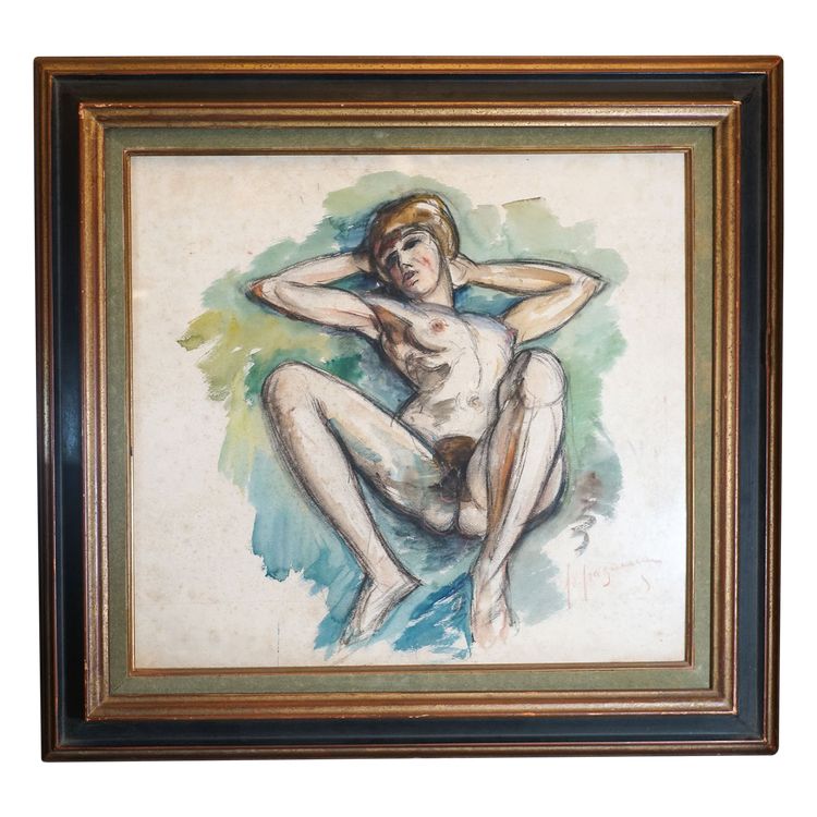 Paul PAQUEREAU (1871-1950), Nudo incorniciato sotto vetro