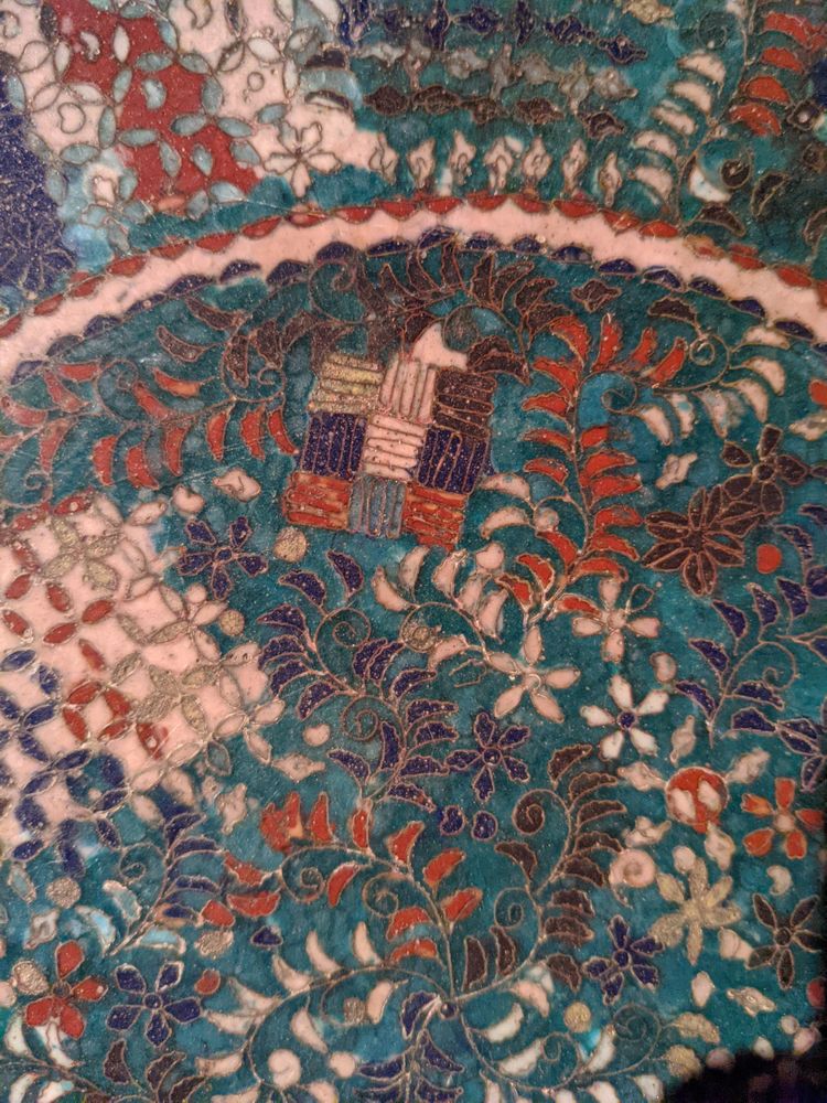 Large round cloisonné enamel dish