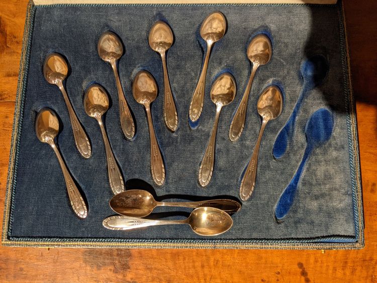 A set of 12 mocha spoons