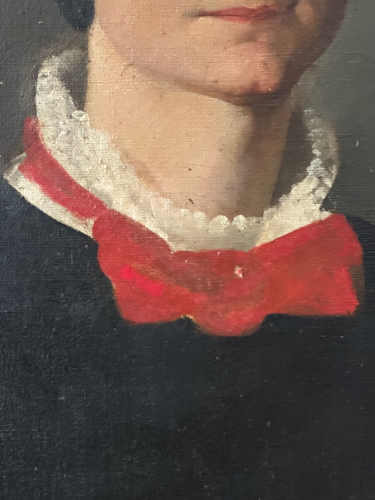 Ritratto di una donna con una sciarpa rossa