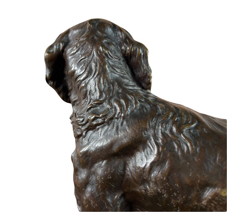 Grande animale in bronzo firmato Alfred Dubucand – Cane da caccia e lepre – XIX secolo