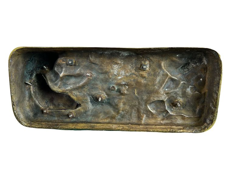 Grande animale in bronzo firmato Alfred Dubucand – Cane da caccia e lepre – XIX secolo