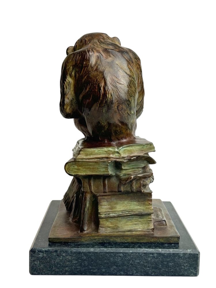 Wolfgang Hugo Rheinhold scultura in bronzo Scimmia con teschio