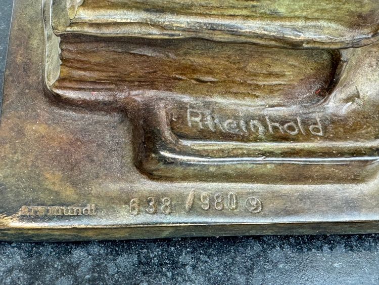 Wolfgang Hugo Rheinhold scultura in bronzo Scimmia con teschio