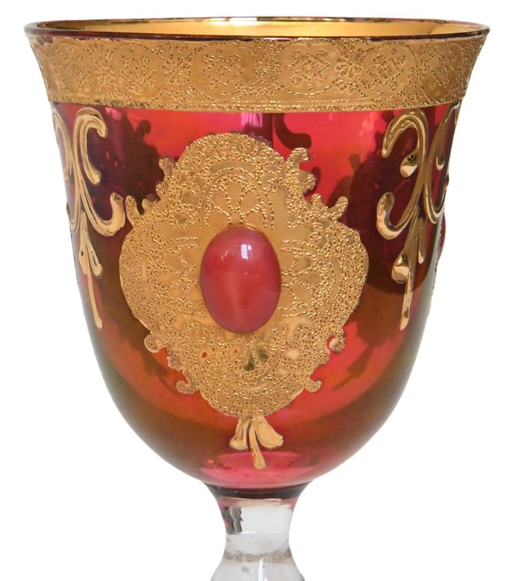 Set di 6 bicchieri in vetro con stelo 