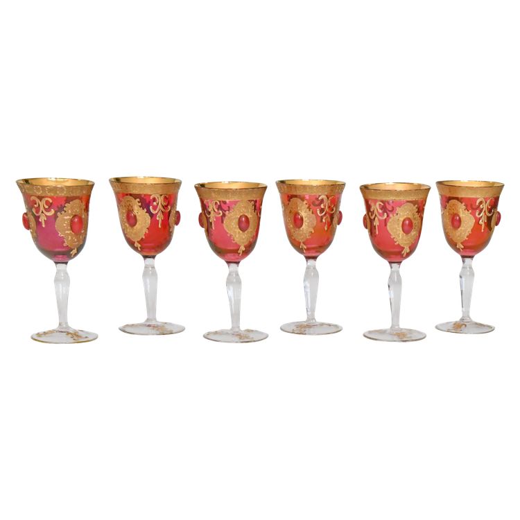 Set di 6 bicchieri in vetro con stelo 