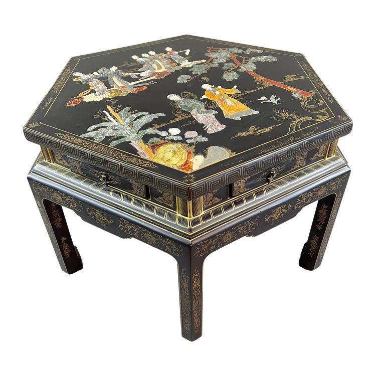 Table Basse Hexagonale Asiatique, XXe Siècle