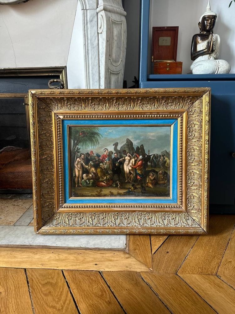 Der Sklavenmarkt, signiert J. Muller, Ölgemälde, 19. Jahrhundert