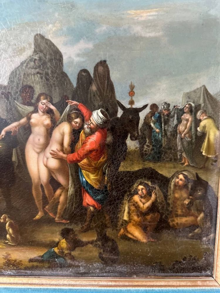 Der Sklavenmarkt, signiert J. Muller, Ölgemälde, 19. Jahrhundert
