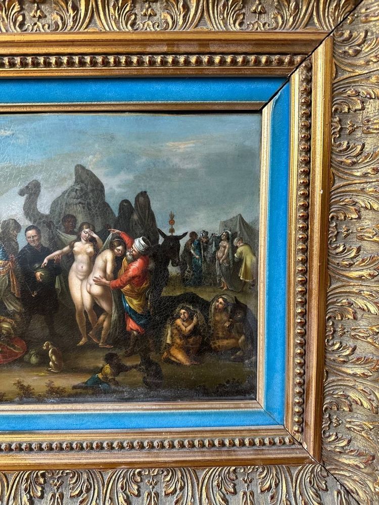 Der Sklavenmarkt, signiert J. Muller, Ölgemälde, 19. Jahrhundert