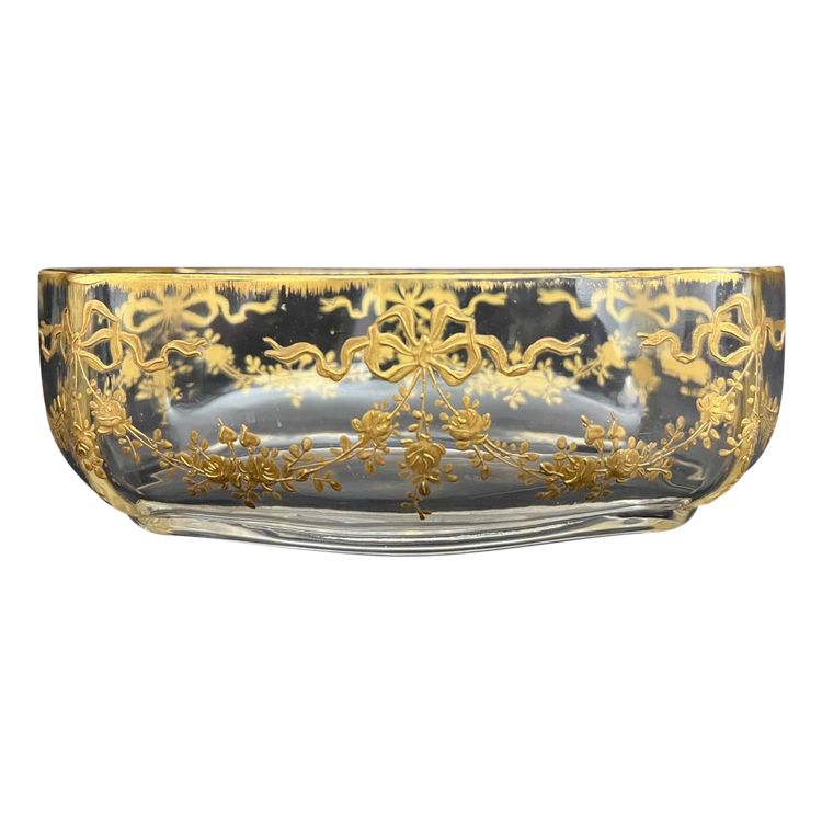 Vaso in cristallo con decorazione a rilievo in oro – Opera francese, fine XIX/inizio XX secolo