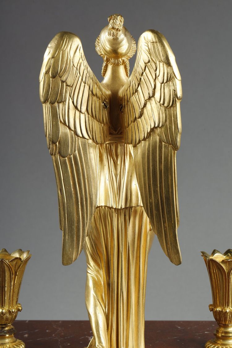 Calamaio in bronzo dorato e marmo rosso griotte, periodo Impero, inizi del XIX secolo