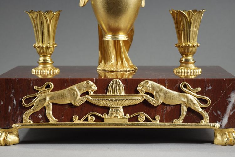 Calamaio in bronzo dorato e marmo rosso griotte, periodo Impero, inizi del XIX secolo