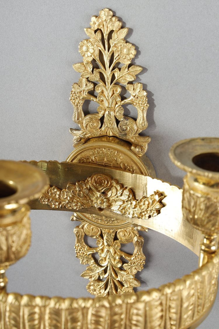 PAIR OF RESTAURATION-PERIOD ORMOLU SCONCES